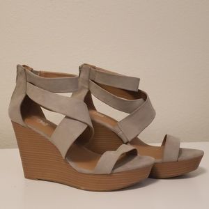 Grey Wedge Sandals, Size 11